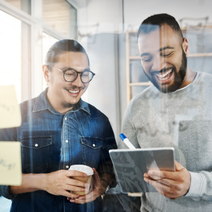 Two men learning about tech